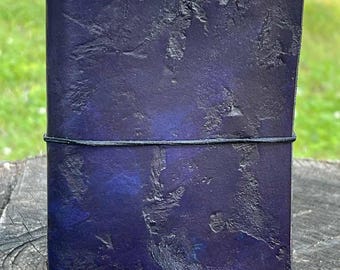 Handmade Leather Traveler’s Notebook – Dark Refillable Field Journal – Veg Tan Midori Style Cover – Nightveil
