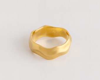 Wavy Ring (Wide) ⦁ Men's Twisted Band ⦁ Men's Wedding Ring Band ⦁ Ring 18k Yellow Gold Wedding Band ⦁ Berman