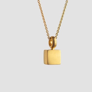 22k Gold Square Pendant Necklace: Minimalist Geometric Charm