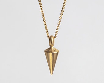 Pendulum Men's Gold Pendant Necklace ⦁ Plumb 14kt Solid Gold ⦁ Simple Pendant ⦁ 14k Yellow Gold Cone Charm ⦁ Minimal Layered