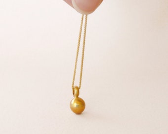 Simple Pendant For Him ⦁ Small Minimal Gold Ball Pendant Necklace ⦁ 14K Solid Gold Nugget Pendant ⦁ Unique Sphere Necklace