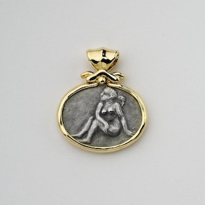 Colar com pingente de medalhão do zodíaco de Virgem, colar feito à mão com o signo astrológico em ouro 14k, moeda do signo do zodíaco, presente de aniversário de setembro