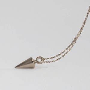 14k White Gold Plumb Pendant ⦁ Necklace for Men ⦁ Pendulum Spike Necklace ⦁ Cone Pendant Gift for Boyfriend ⦁ Unique Necklace