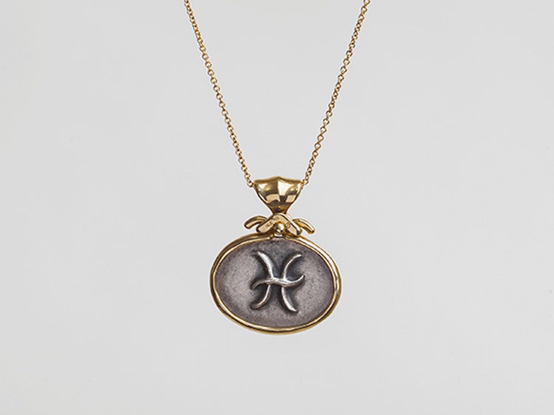 Pisces Charm Necklace Pisces Silver Pendant Zodiac Etsy