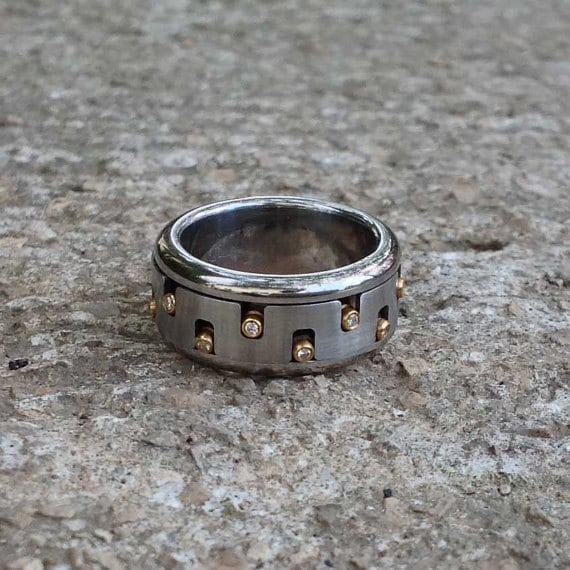 Mens Unique Ring Men's Diamond Spinner Ring Mixed Etsy