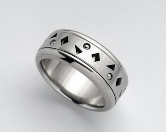 Unique Mens Ring ⦁ Geometric Ring ⦁ Statement Ring ⦁ Men's Gamer Ring ⦁ Steel Womens Spinner Ring ⦁ Spinner Wedding Ring ⦁ Poker Ring Berman