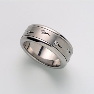 Sperms Diamond Ring ⦁ Harley Davidson Ring ⦁ Men Engagement Ring ⦁ Kinetic Stainless Steel Diamond Ring ⦁ Spinner Ring Size 5-12.75, Berman
