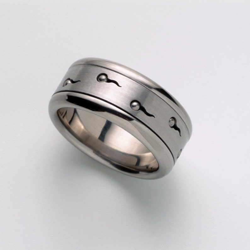 Unique Mens Wedding band, Cool Mens Ring, Sperms Stainless Steel Spinner Ring, Unique Band Jewelry, Fidget Ring, bermandesigners image 1