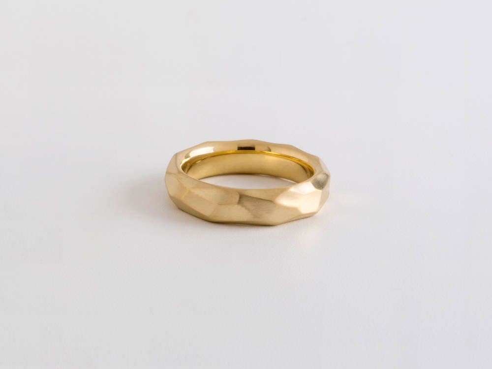 Faceted Band ⦁ Geometric Ring ⦁ 18k 14k Gold Mens Ring Faceted Band ⦁ Geometric Ring ⦁ 18k 14k Gold Mens Ring