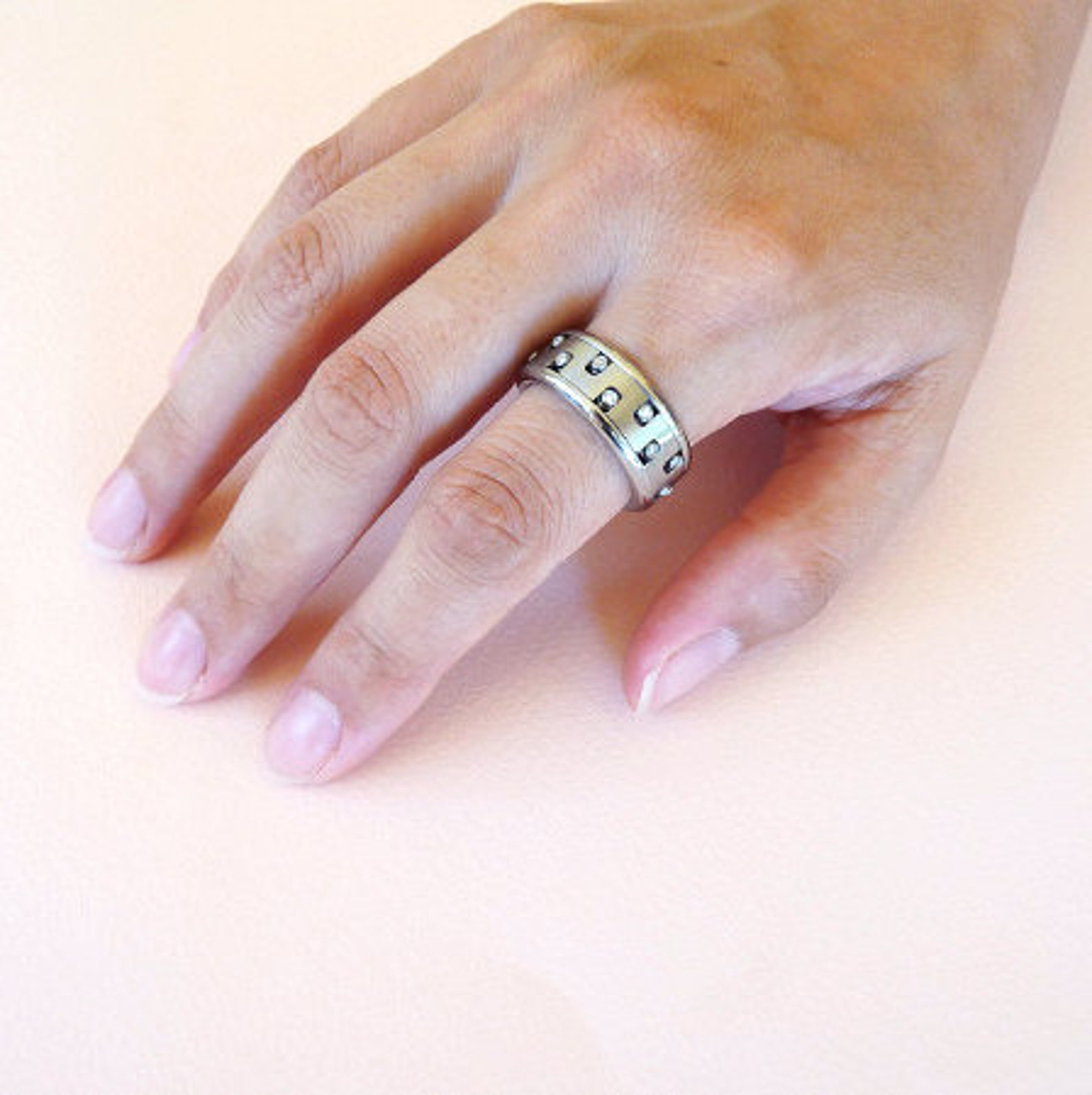 Mens Unique Ring Men's Diamond Spinner Ring Mixed Metal Jewelry