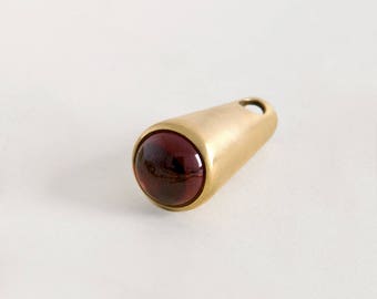 Men's Statement Garnet Pendant Necklace ⦁ Rounded Garnet 18k Gold Pendant ⦁ Unique Urban Pendant ⦁ Mens Gemstone Pendant Bezel Birthstone