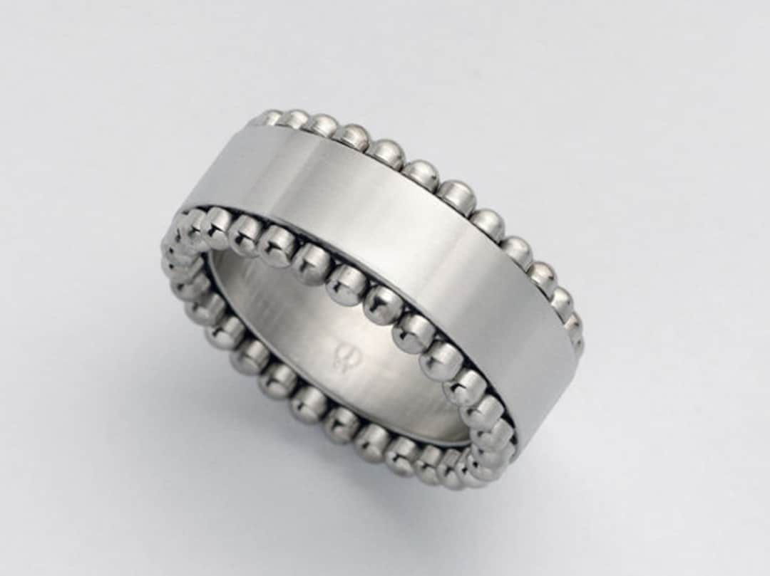 Cool Men's Spinner Ring Tank Stainless Steel Ring Wide Spinner Band
