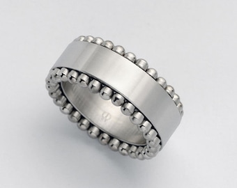 Cool Men's Spinner Ring ⦁ Tank Stainless Steel Ring ⦁ Wide Spinner Band ⦁ Moving Gear Ring for Men ⦁ Gear Fidget Men Ring Size 7.5 10.5 11.5