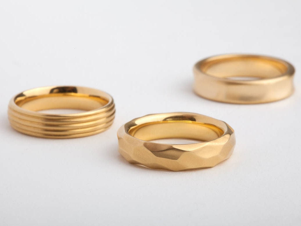 Faceted Band ⦁ Geometric Ring ⦁ 18k 14k Gold Mens Ring Faceted Band ⦁ Geometric Ring ⦁ 18k 14k Gold Mens Ring