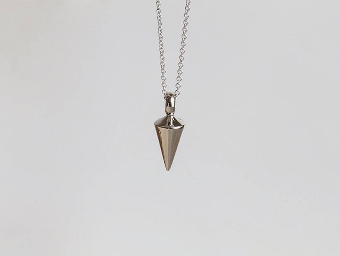 14k White Gold Plumb Pendant Necklace for Men Pendulum Etsy