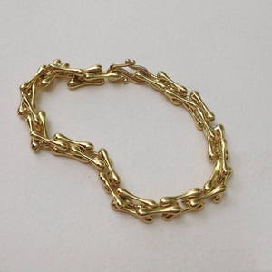 18k Gold Link Bracelet, Organic Bracelet, Men's Bracelet, Gold Bones Bracelet, 14k Solid Gold Bracelet, Handmade Bracelet, Massive Bracelet image 7