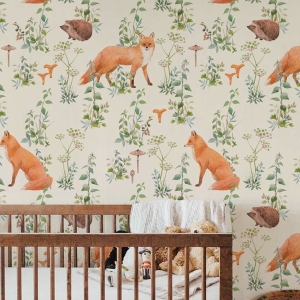 Woodland Wallpaper Peel and Stick Etsy