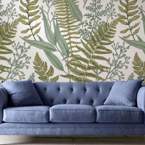 Botanical Greenery Peel and Stick Wallpaper Fern Wallpaper - Etsy