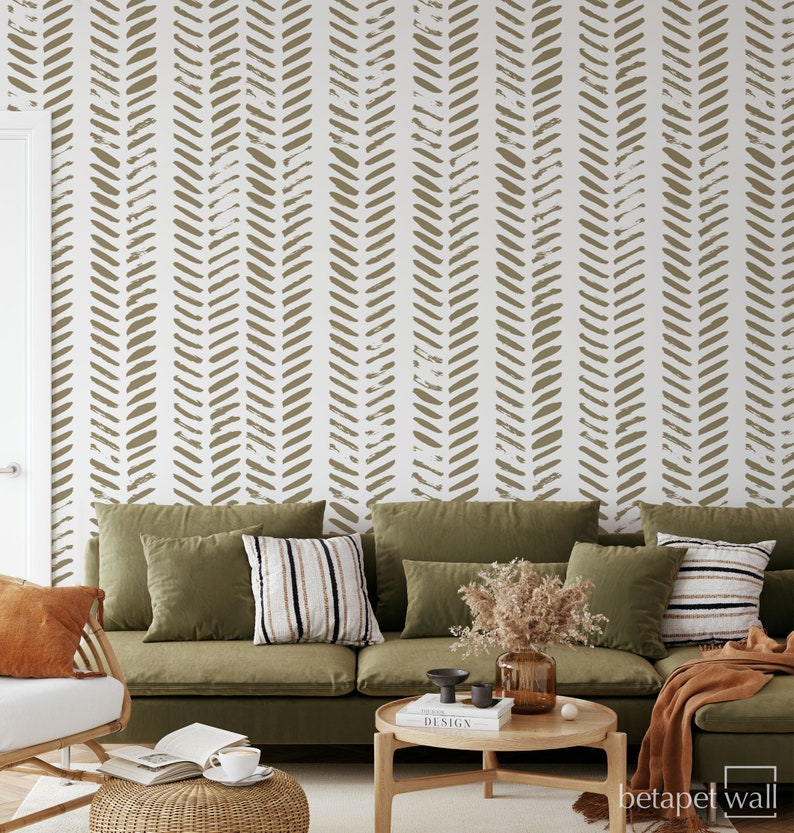 Herringbone Wallpaper Nursery Wallpaper Peel and Stick Etsy