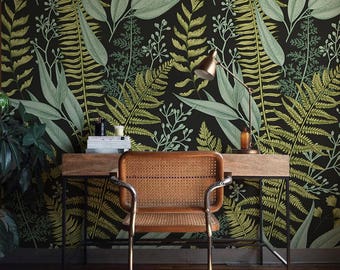 Botanical Greenery Peel and Stick Wallpaper - Fern Wallpaper Mural - Self Adhesive Wallpaper - Removable Wallpaper - Easy DIY Wall Mural b08