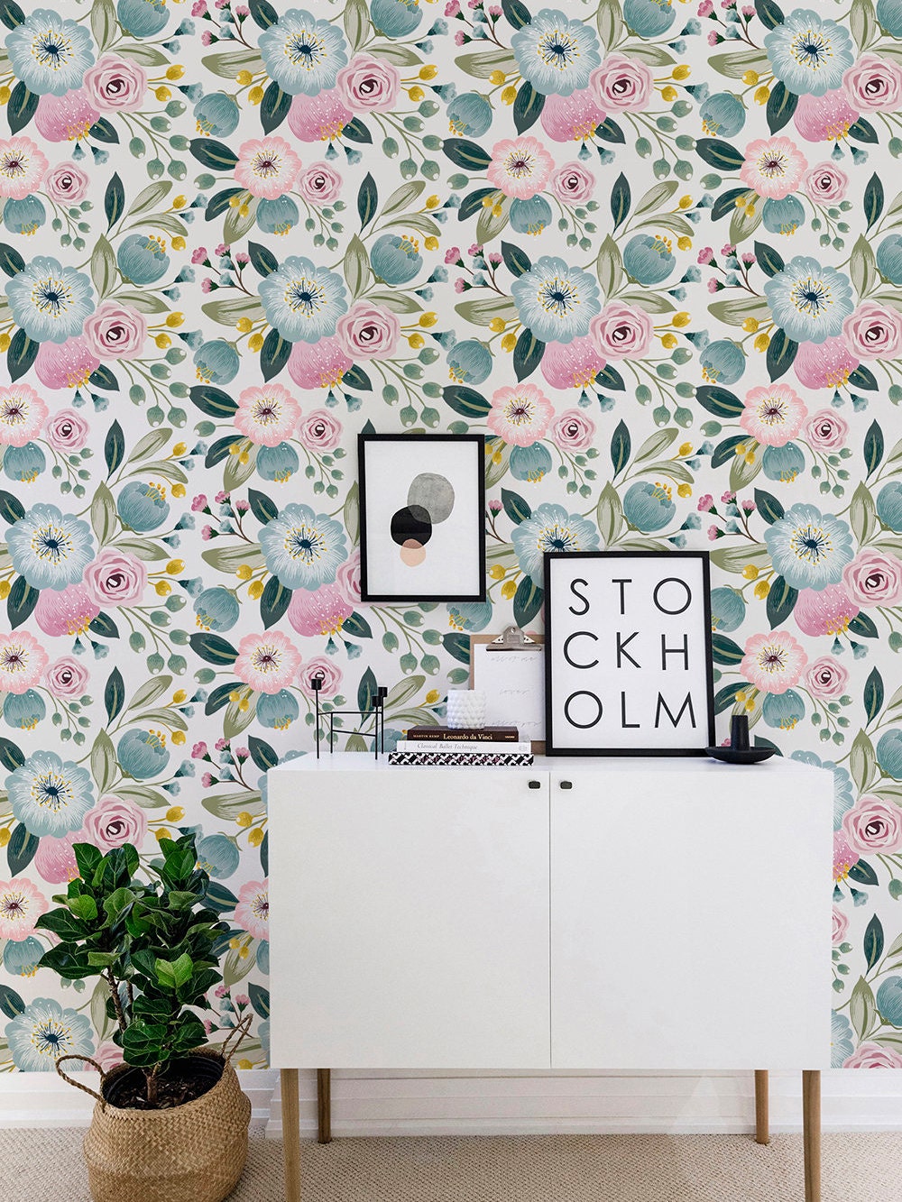 Seamless Flower Self adhesive wallpaper Vintage floral Etsy