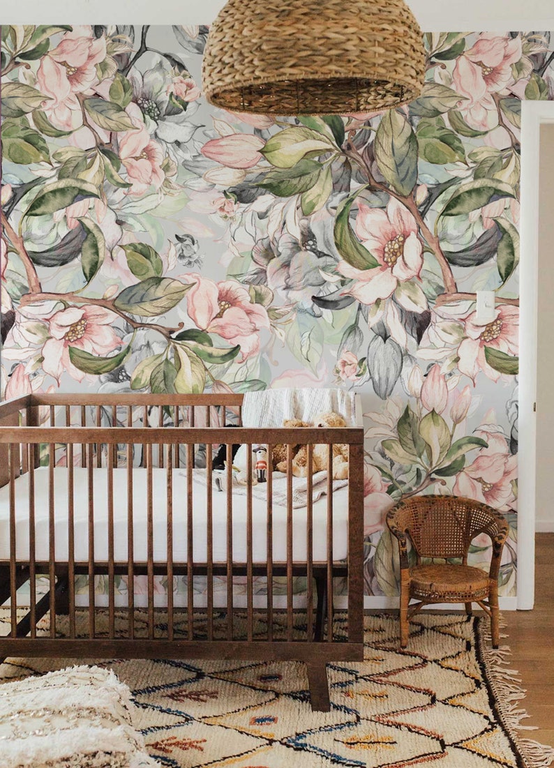 Victorian style Peel and Stick Wallpaper with Large Apple | Etsy