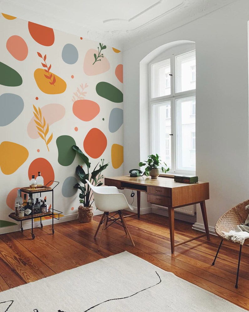 Contemporary Peel and Stick Wallpaper Color shape Wallpaper | Etsy