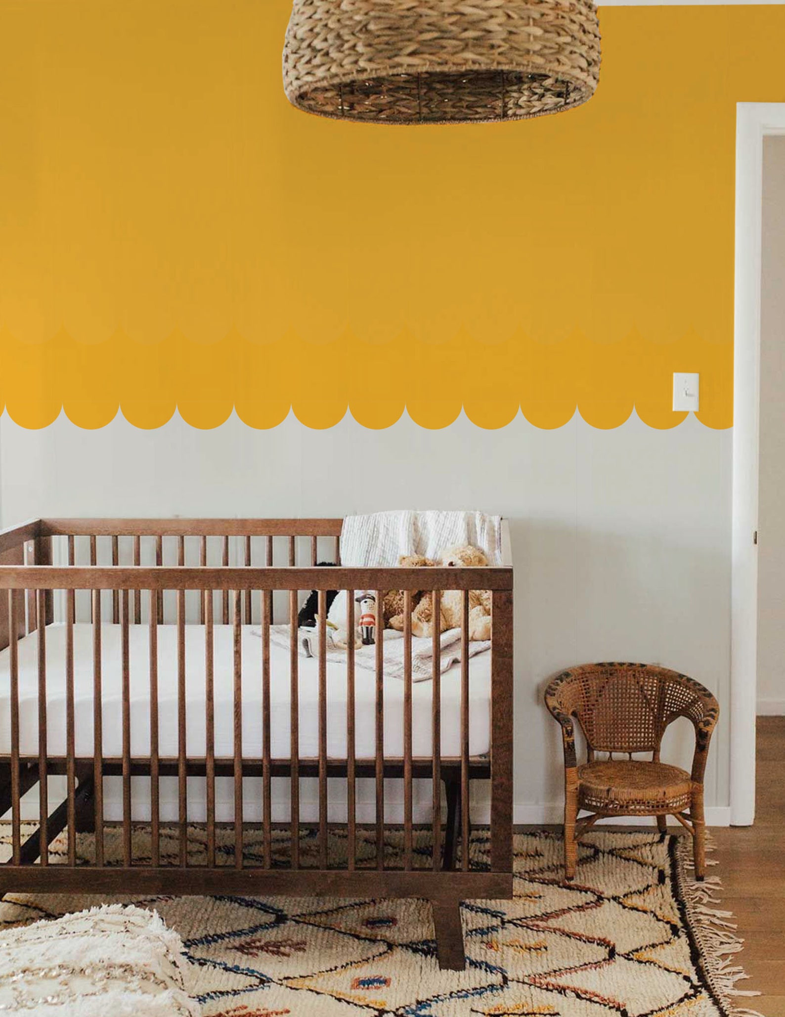 Scalloped Yellow Peel and Stick Wallpaper Solid Color Etsy