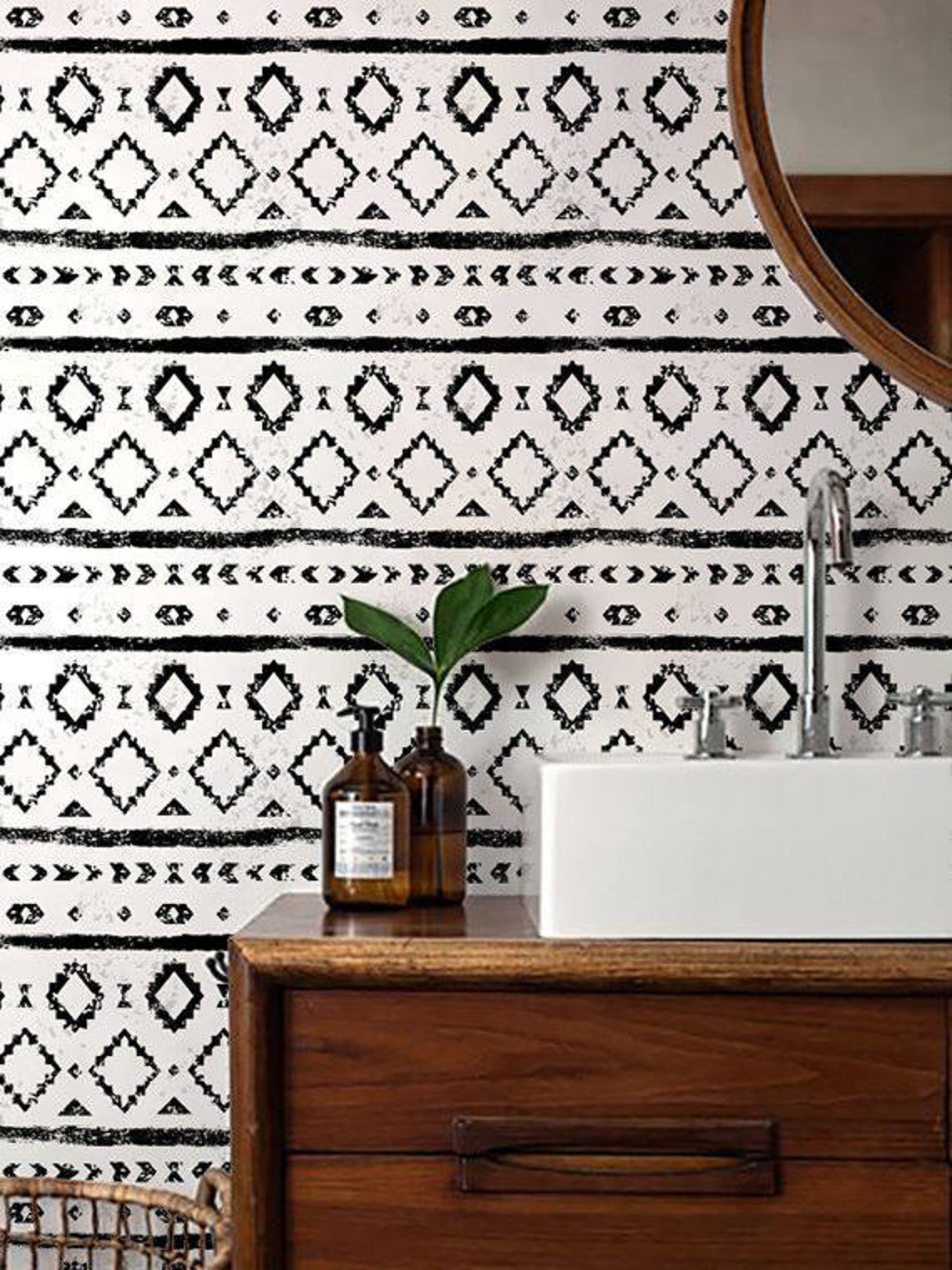 Monochrome Wallpaper/ Black and White Removable Wallpaper/ | Etsy