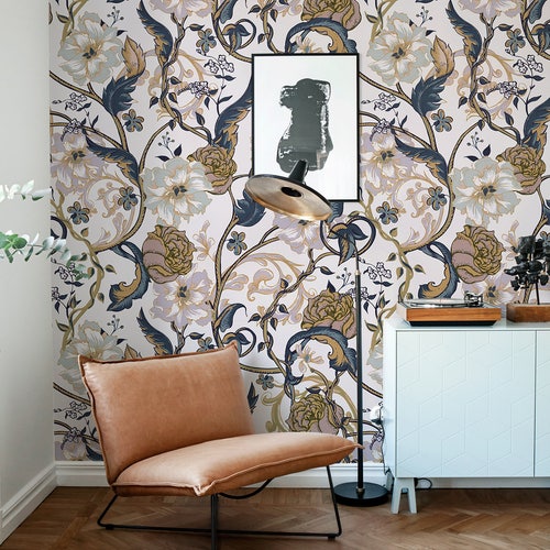 Vintage Floral Removable Wallpaper Self Adhesive Retro Wall Etsy