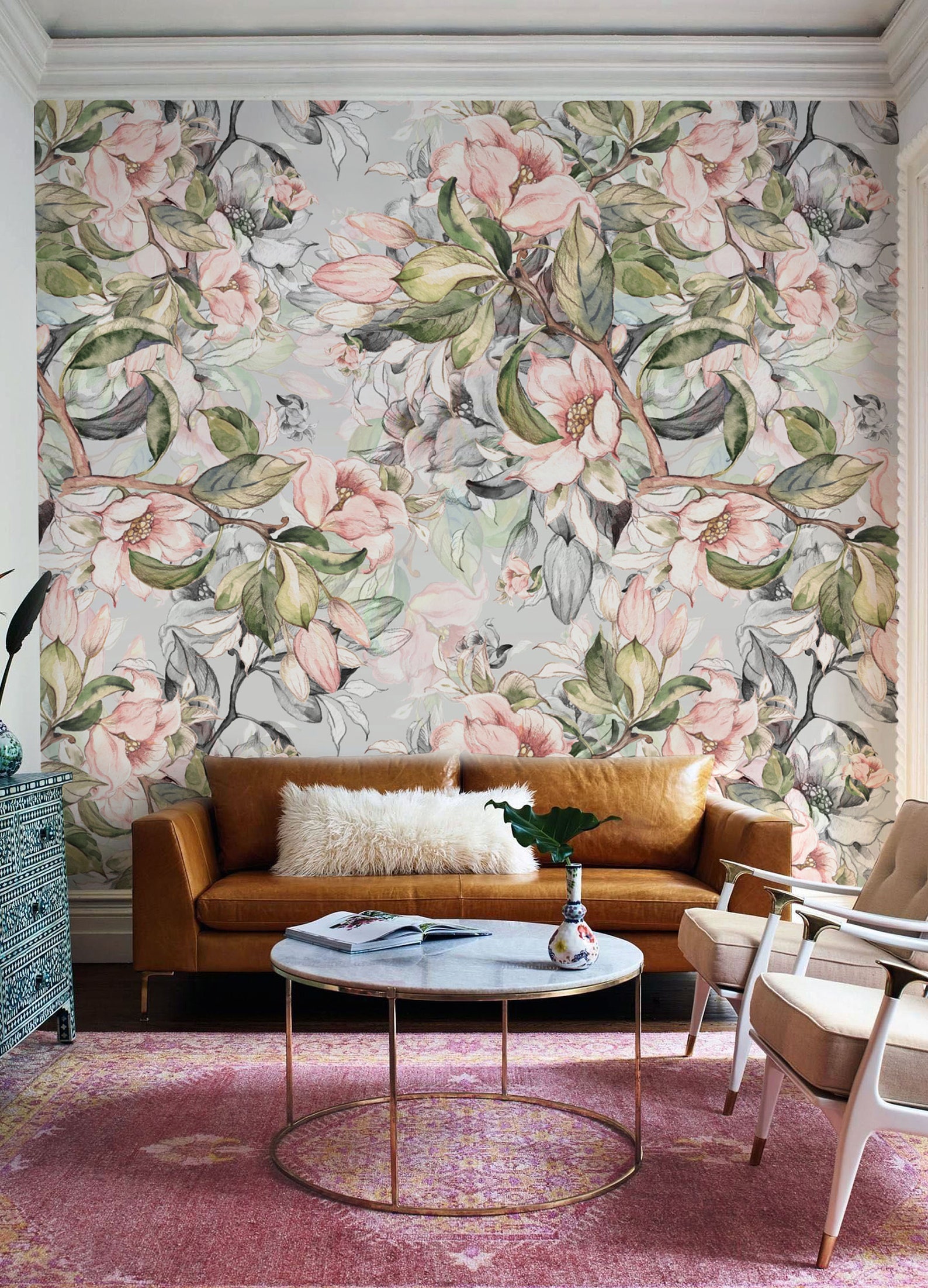 Victorian Style Peel and Stick Wallpaper With Large Apple Etsy