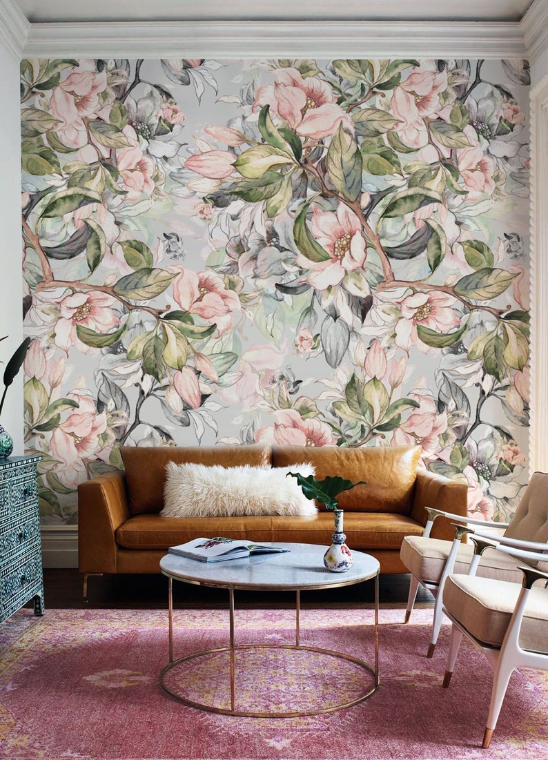 Victorian style Peel and Stick Wallpaper with Large Apple | Etsy