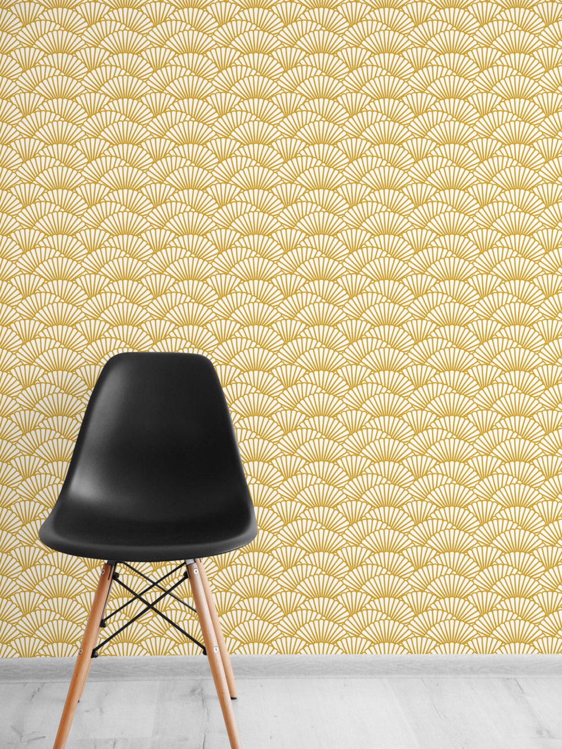 Solid Gold Wallpaper/ Scallop Removable Wallpaper/ | Etsy