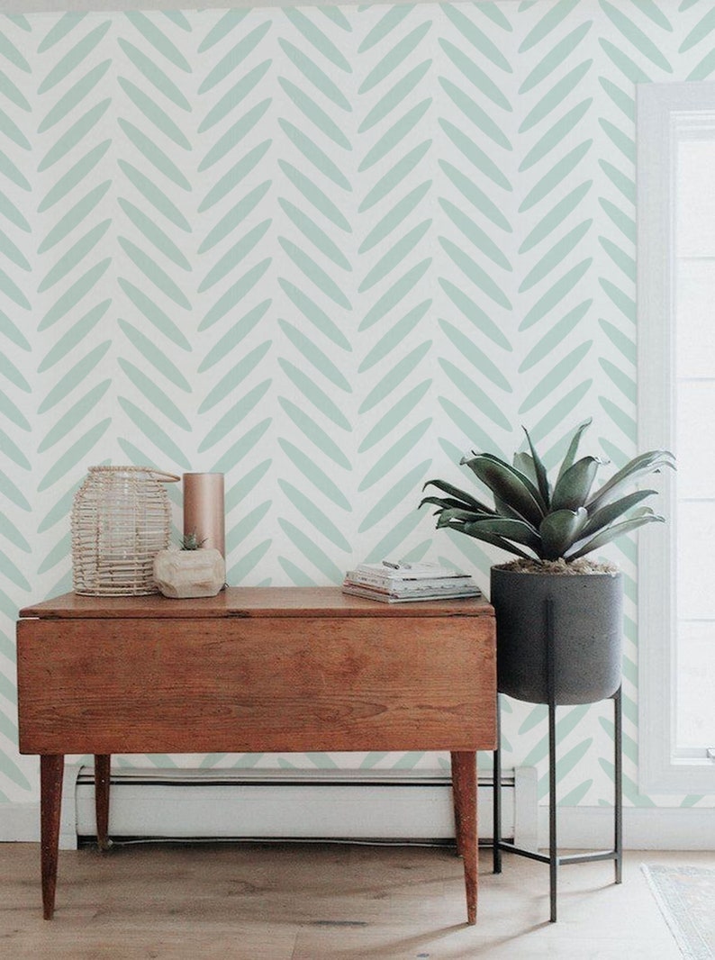 Blue Herringbone Removable Wallpaper Peel and Stick Wallpaper Etsy
