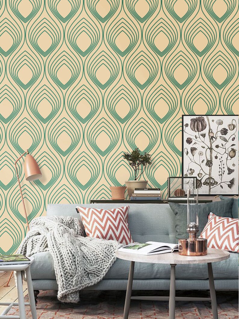 Self adhesive vinyl wallpaper wall decal Ogee wall pattern