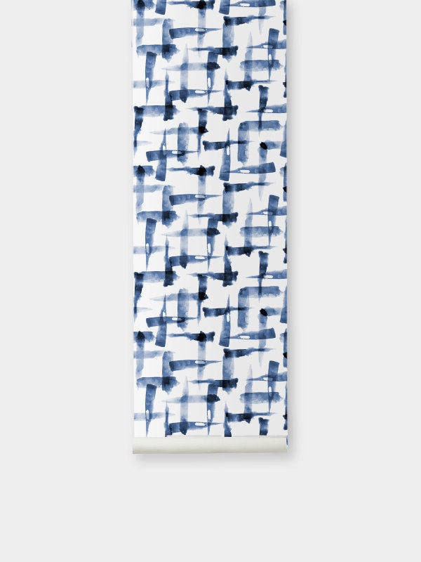 Blue Watercolor Wallpaper / Removable Wallpaper/ Brush Pattern | Etsy