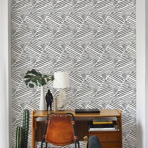 Monochrome Wallpaper Black And White Removable Wallpaper Etsy