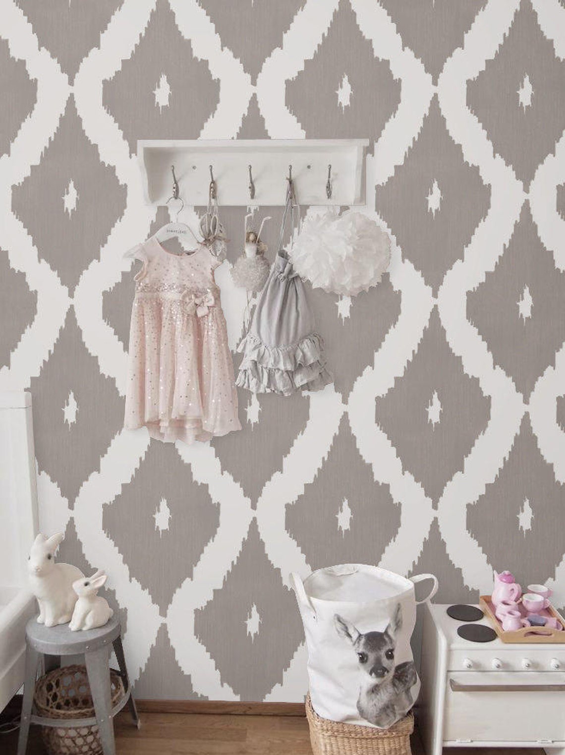 Removable Self adhesive vinyl wallpaper wall decal Ikat Etsy