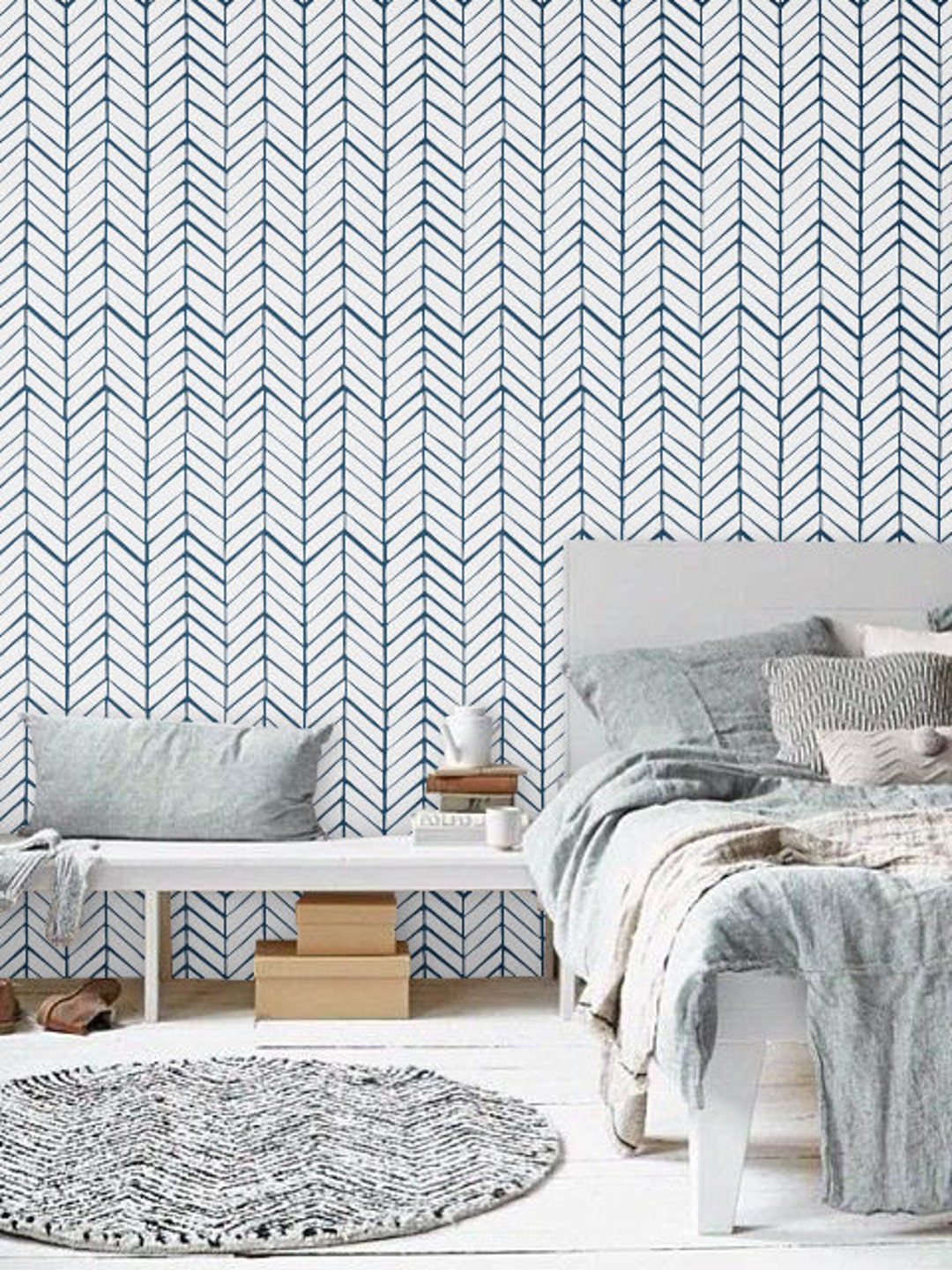 Navy Blue Designer Wallpaper Peel and Stick Wallpaper SelfAdhesive  Removable Wallpaper