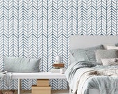 Navy Blue Chevron Wallpaper - Peel and Stick Herringbone Wallpaper - Self Adhesive Vinyl - Temporary Wallpaper - Easy Install and Remove 026