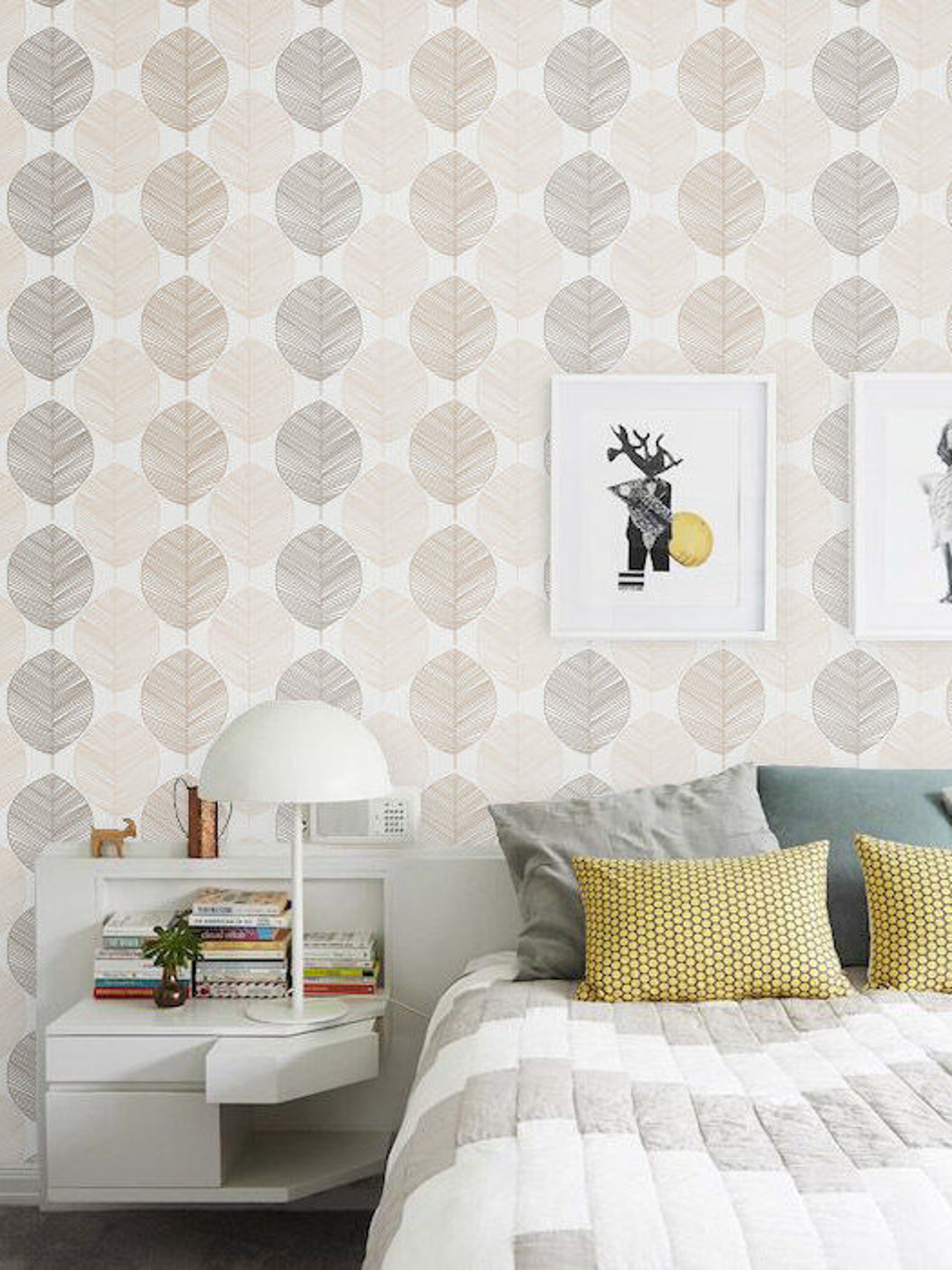 Self Adhesive Vinyl Wallpaper Leaf Wall Pattern 062 Snow/ Etsy