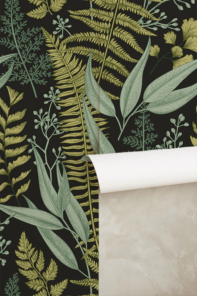 Botanical Greenery Peel and Stick Wallpaper Fern Wallpaper | Etsy