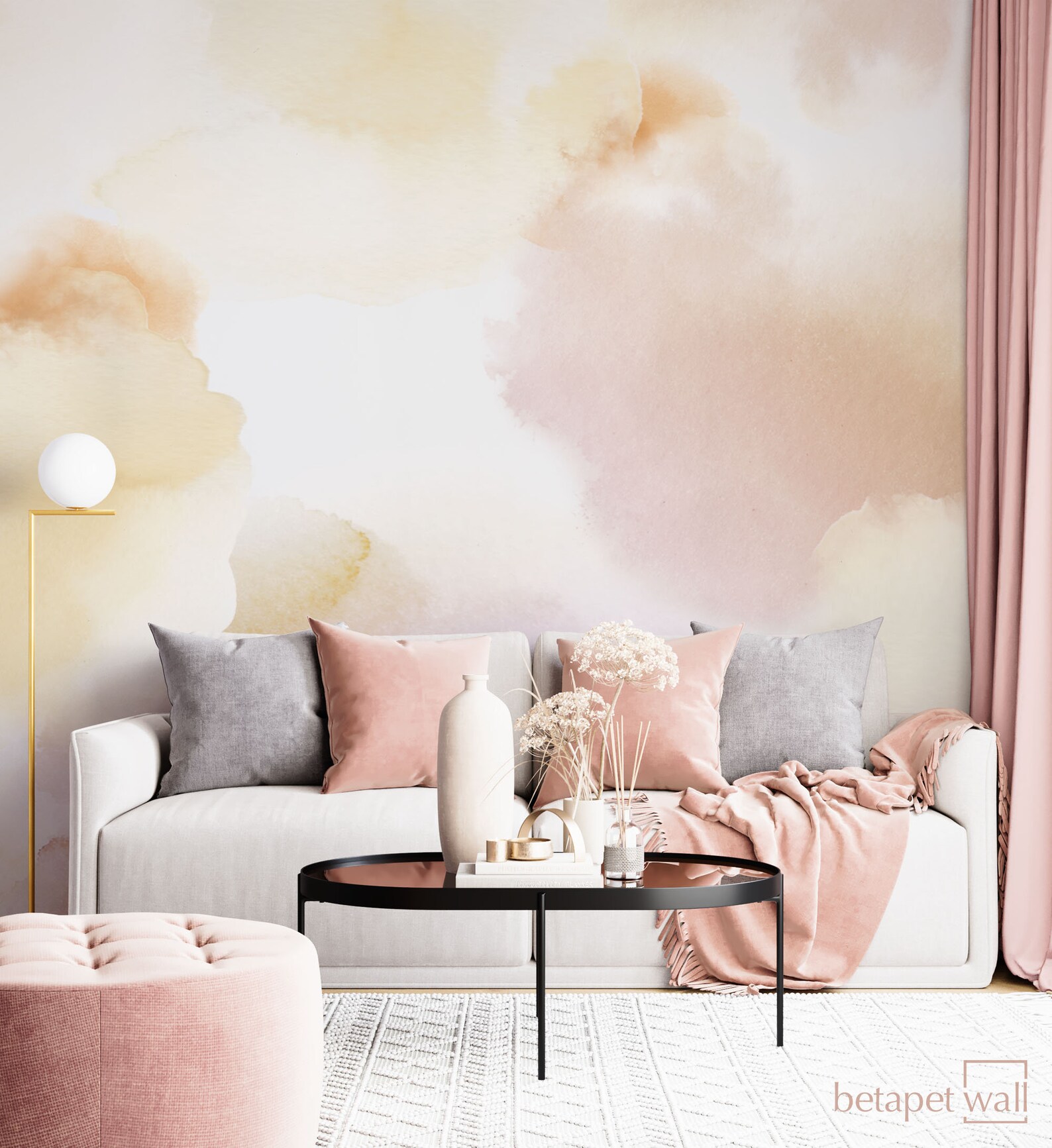 Blush Pink Watercolour Splash Peel and Stick Wallpaper | Etsy