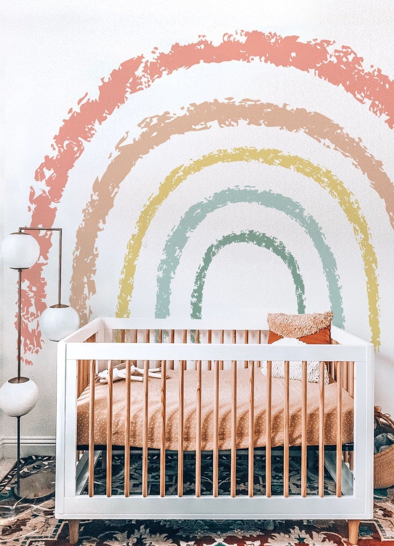 Rainbow Wall Decal Boho Rainbow Nursery Wallpaper Large Etsy Australia