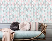 Self adhesive vinyl temporary removable wallpaper, wall decal -Pastel kaleidoscope Triangle cover - 068