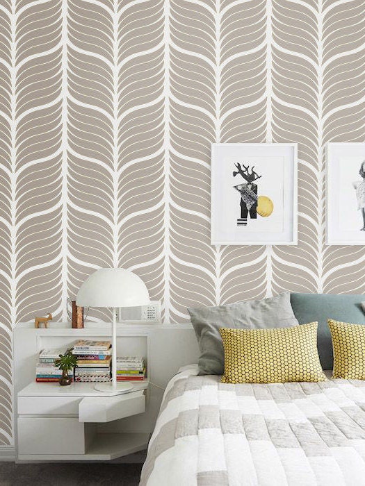 Leaf pattern removable wallpaper Self adhesive vinyl Etsy