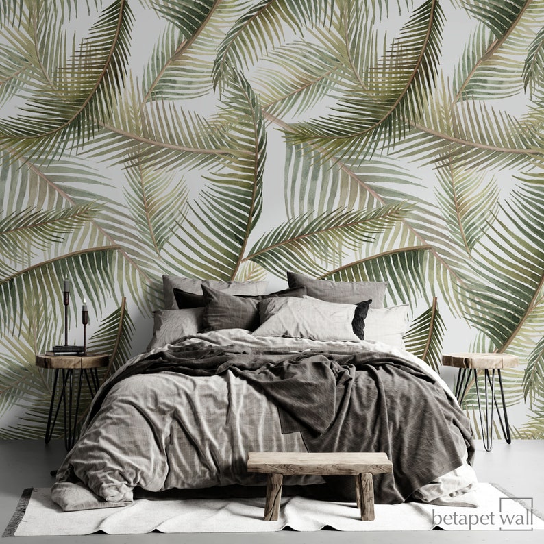 Palm Leaf Removable Wallpaper Jungle Wall Mural Decal Self Etsy
