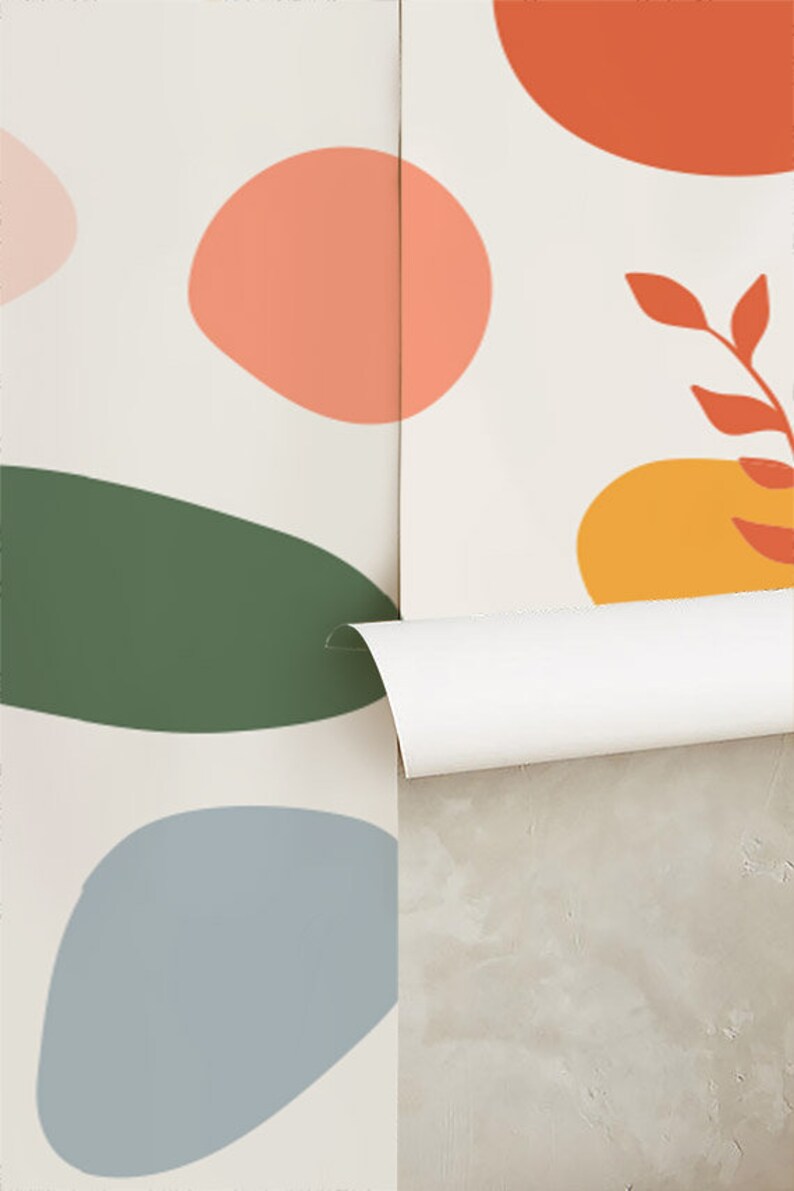 Contemporary Peel and Stick Wallpaper Color Shape Wallpaper Etsy