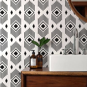 Monochrome Wallpaper Black And White Removable Wallpaper Etsy