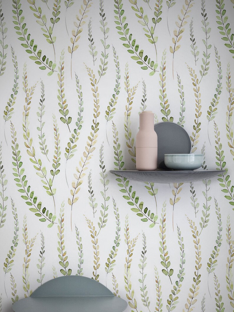 Herbal Self Adhesive Vinyl Temporary Removable Leaf Wallpaper Etsy